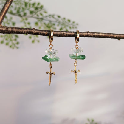 NIMUE - Creolen mit Seerose und Schwert