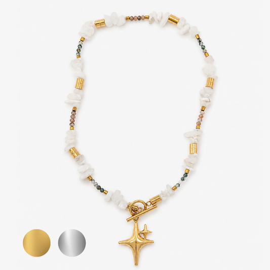 ORANA • Edelstein Kette mit Mondstein & Moosachat