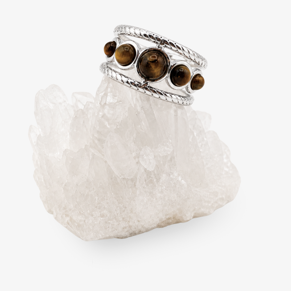 KAELIS • Edelstahl Ring mit Tigerauge, größenverstellbar