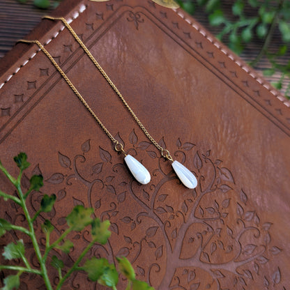 AERIN - zarte Fädelohrringe mit Perlmutt-Tropfen, gold und silber, Hängeohrringe